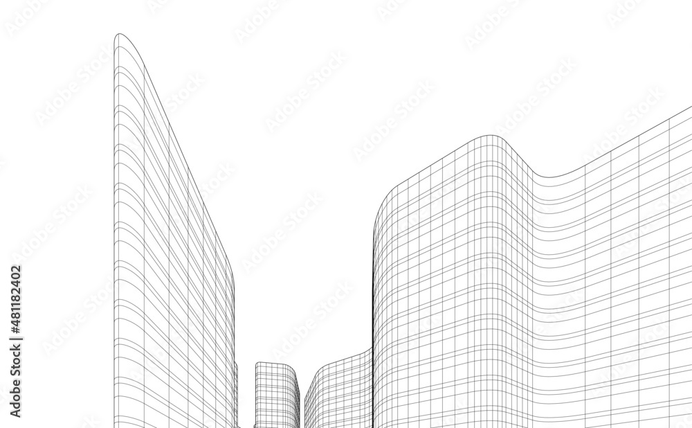 Fototapeta premium Modern architecture digital vector 3d illustration