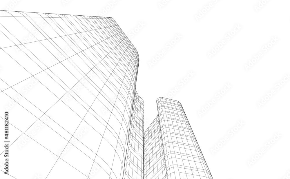 Modern architecture digital vector 3d illustration Modern architecture digital vector 3d illustration