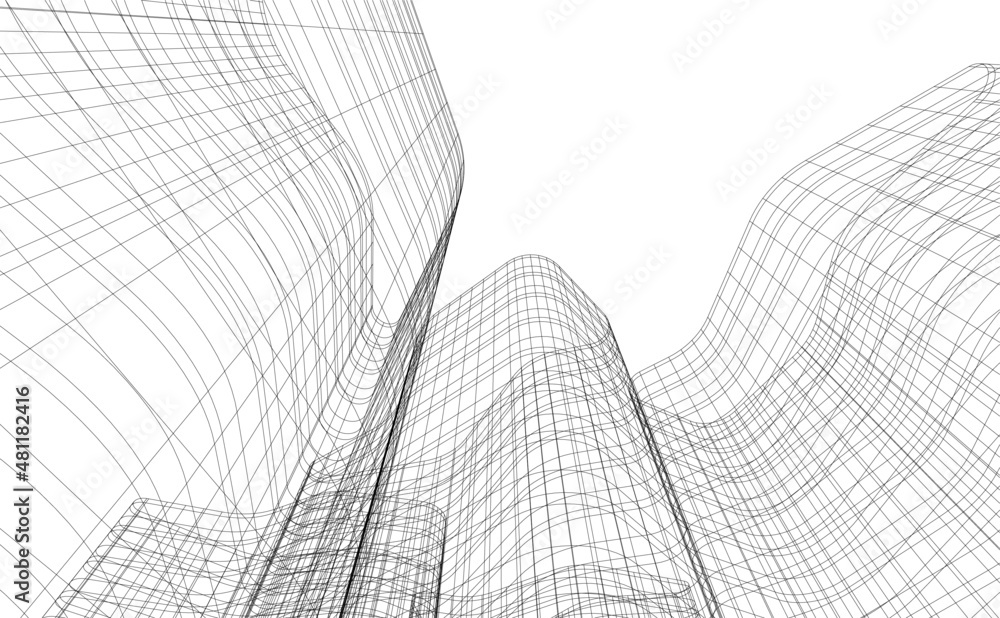 Modern architecture digital vector 3d illustration Modern architecture digital vector 3d illustration