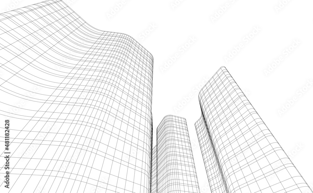 Fototapeta premium Modern architecture digital vector 3d illustration