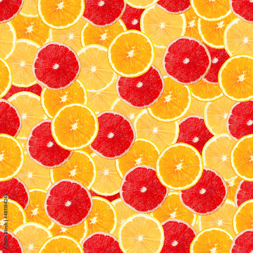 Seamless pattern with citrus slices, background with citrus fruits Seamless pattern with citrus slices, background with citrus fruits