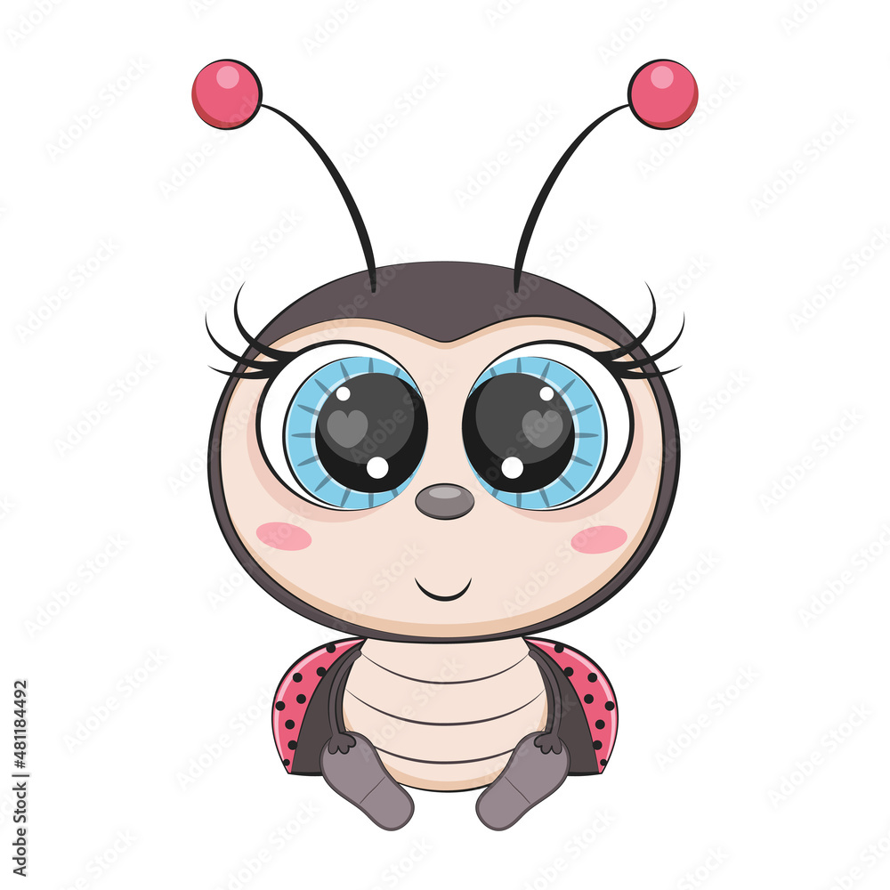 Fototapeta premium Cute cartoon ladybug, ladybird. Incect. Vector illustration.