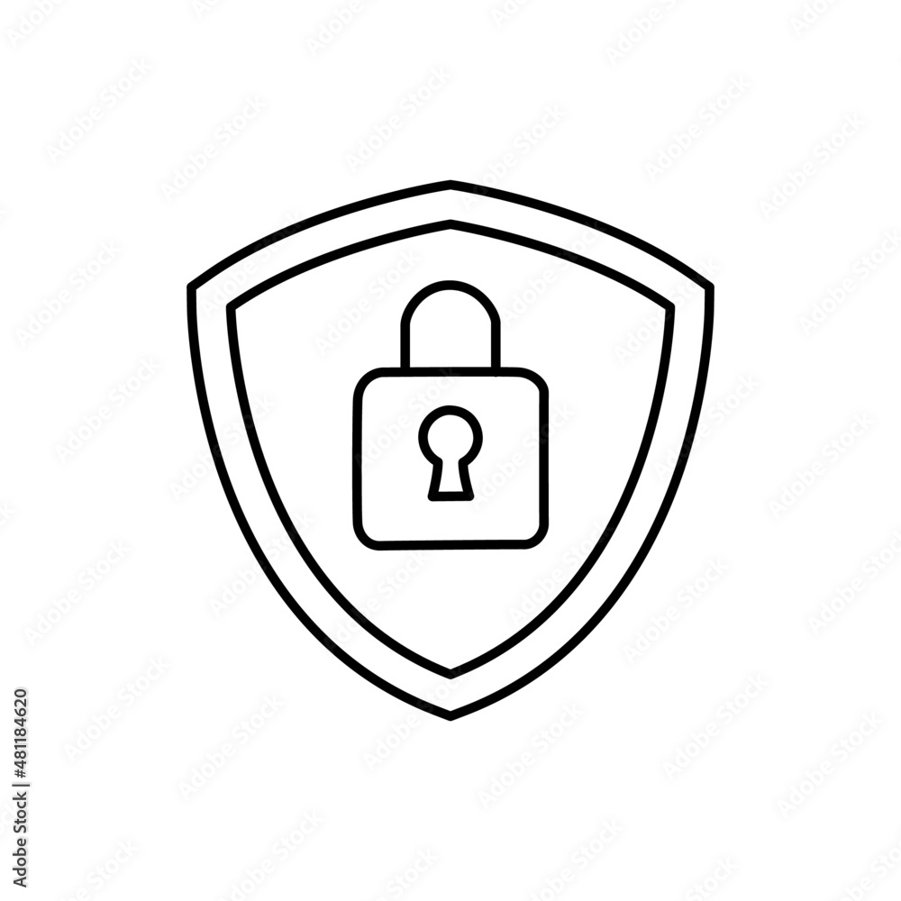 Secure Icon in black line style icon, style isolated on white background Secure Icon in black line style icon, style isolated on white background