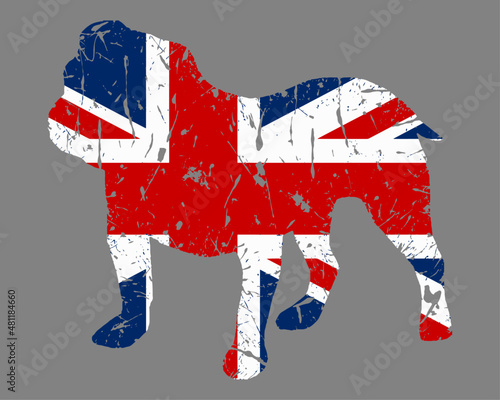 British flag bulldog. Grungy effect.