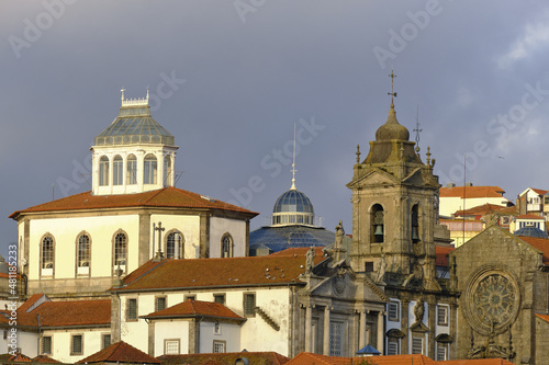 View over the Church Of St Francis and the dome of Bolsa Palace of Porto, Portugal
