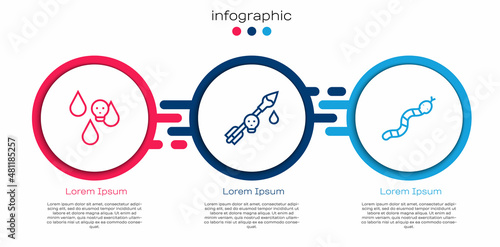 Set line Acid rain, Poison on the arrow and Snake. Business infographic template. Vector