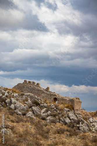 Old medieval castle ruins on a hill