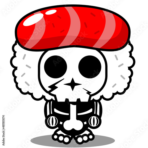 vector cartoon character mascot costume human skull cute sushi food