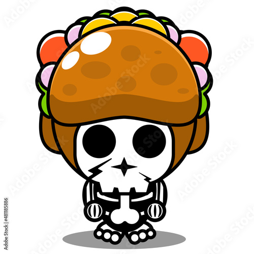 vector cartoon character mascot costume human skull cute taco food
