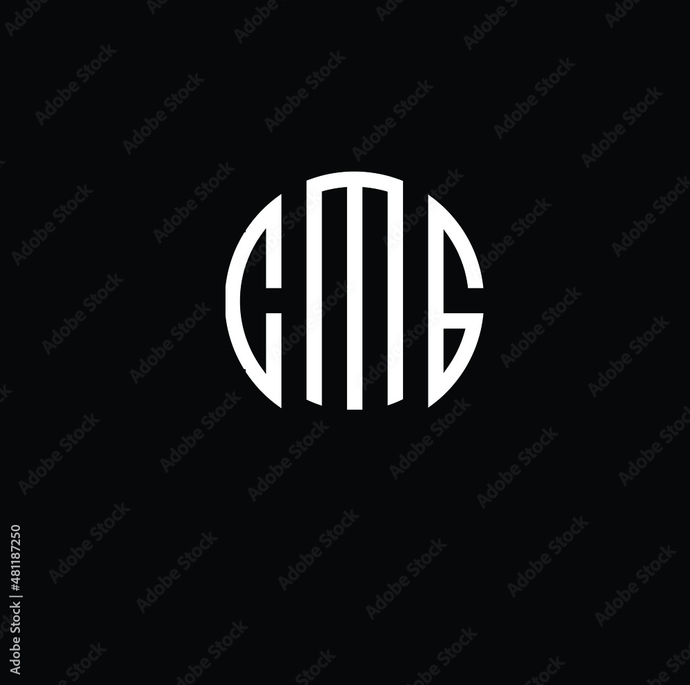 Title: CMG Letter logo design with a circular shape vector in illustration Title: CMG Letter logo design with a circular shape vector in illustration