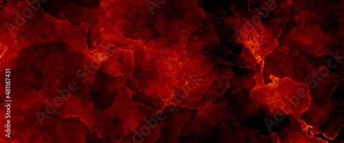 Dark slate background toned classic red color, old textured background, red cement wall with dark texture and banner background, Scary red wall for background. red wall scratches.