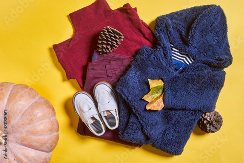 Set of warm children's clothes for autumn
