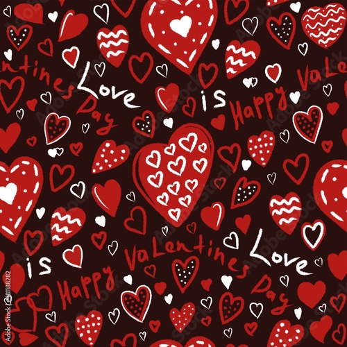 Wallpaper Mural Pattern creative bright stylish red white hearts and patterns on a black background congratulation for the holiday of love valentine's day Torontodigital.ca