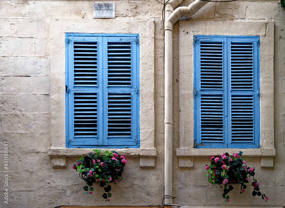 Traditional maltese vintage house - window details - Valletta Malta