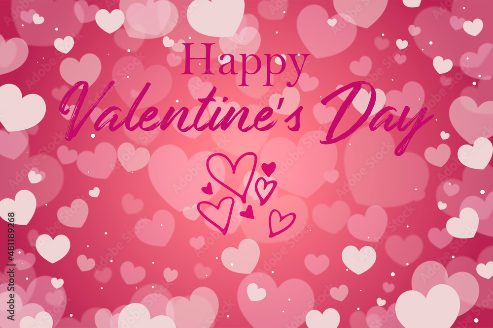 card or banner to wish a happy valentine's day in dark pink on a pink background with white and pink hearts in bokeh effect card or banner to wish a happy valentine's day in dark pink on a pink background with white and pink hearts in bokeh effect