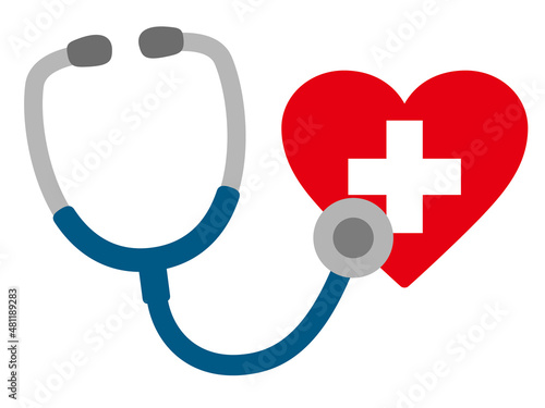 聴診器とハートのイラスト（Smartphone and heart）