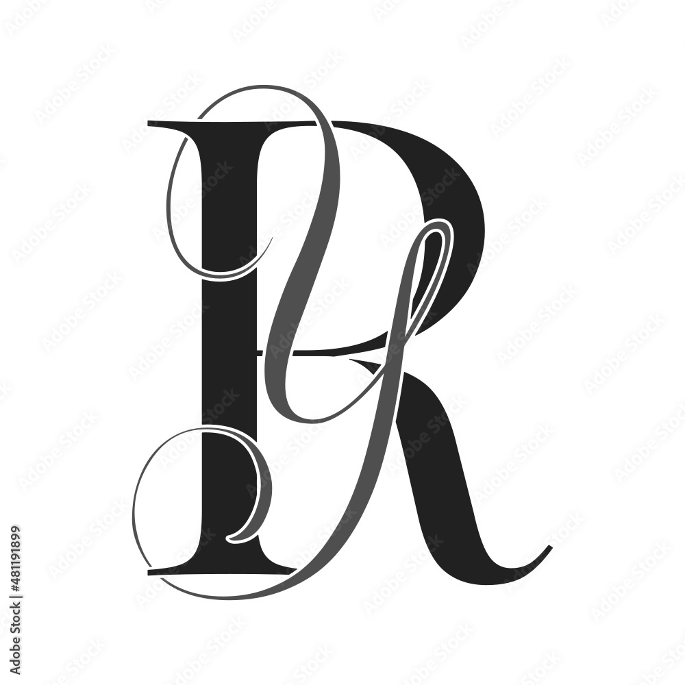 Ry, Yr, Monogram Logo. Calligraphic Signature Icon. Wedding Logo 