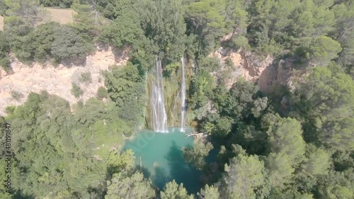 Waterfall in france, drone shot, Sillans photo