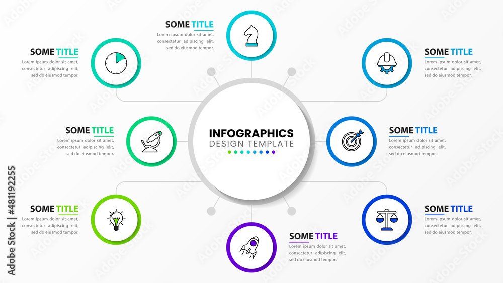 Fototapeta premium Infographic template with icons and 8 options or steps. Technology concept