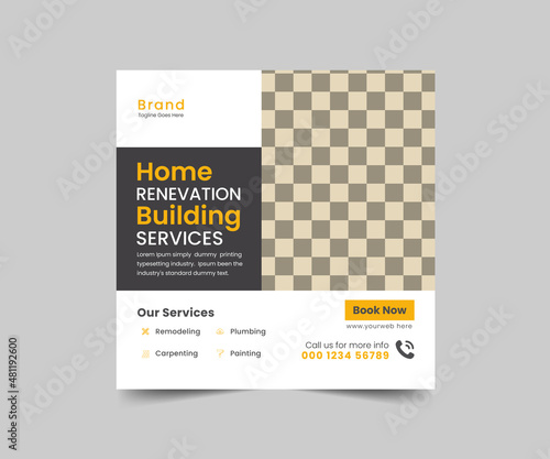 Construction building handyman home repair flyer social media post 