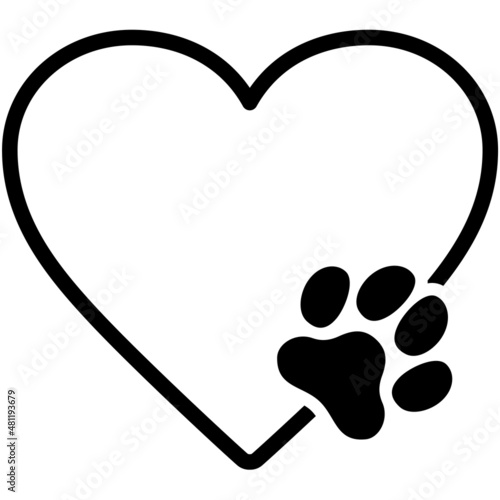 犬の足跡とハート (Paw Print and heart. Vector Illustration)