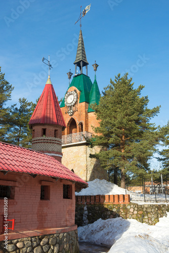 SOSNOVY BOR, RUSSIA - FEBRUARY 15, 2019: Fragment of the children's fairytale town 