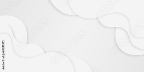 white paper cut background abstract realistic papercut decoration textured with wavy layers. White Gray Light Banner with Paper Cut Abstract Smooth Curves Wavy Background Vector illustration. 
