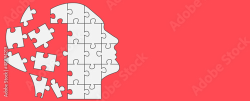 Human silhouette puzzle.
alzheimer,memory loss,diseases concept.Brain and mental health.