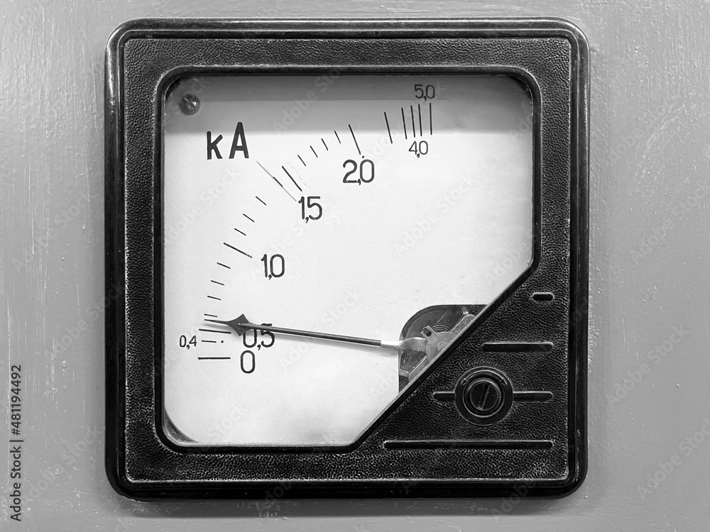 Ammeter - a device for measuring current in amperes. Black and white photo Ammeter - a device for measuring current in amperes. Black and white photo