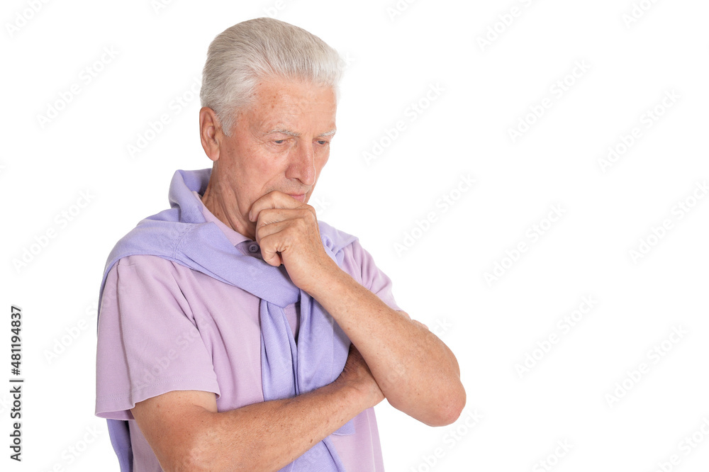 portrait of senior man on white background portrait of senior man on white background