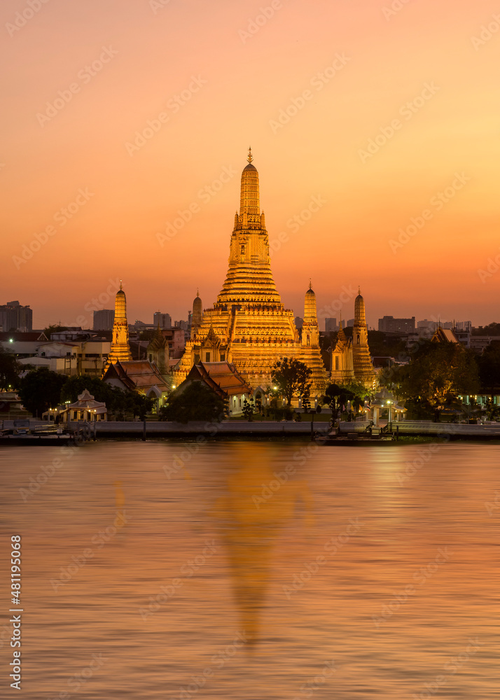 Beautiful view of Wat Arun Temple at sunset in Bangkok, Thailand. Beautiful view of Wat Arun Temple at sunset in Bangkok, Thailand.
