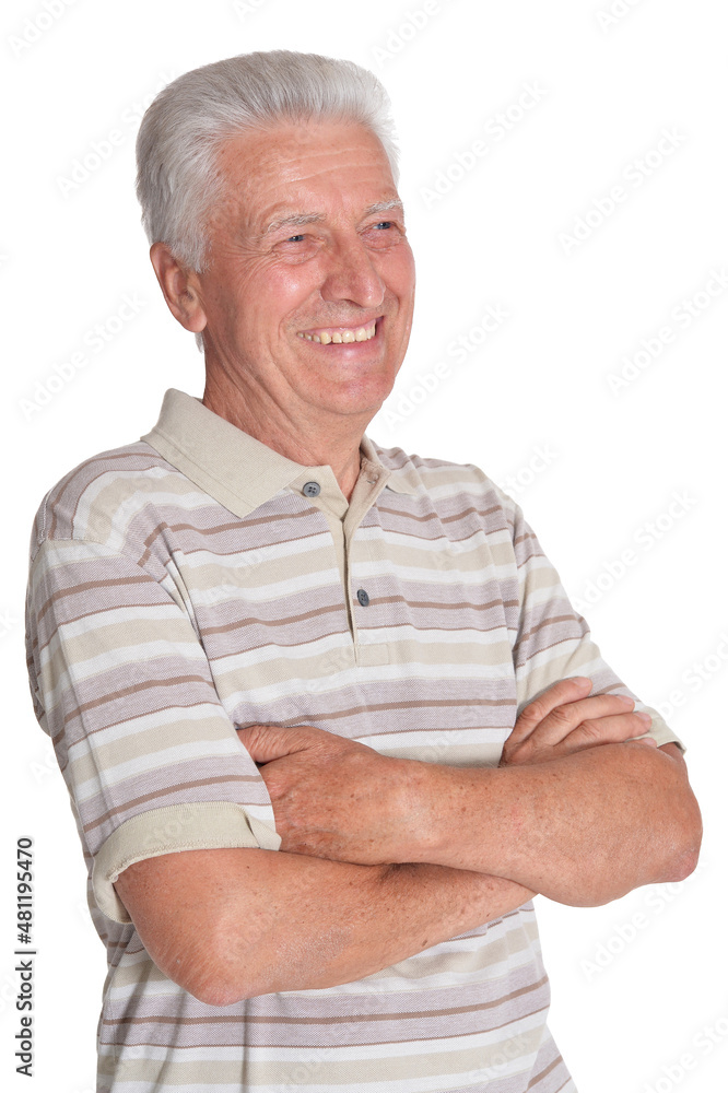 Senior man with crossed arms isolated on white background Senior man with crossed arms isolated on white background