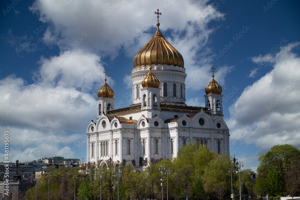 the Cathedral of Christ the Saviour in Moscow, in summer in sunny weather.