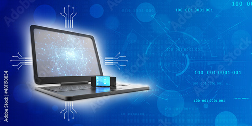 Wallpaper Mural 3d rendering fitness bracelet smart watch in laptop Torontodigital.ca