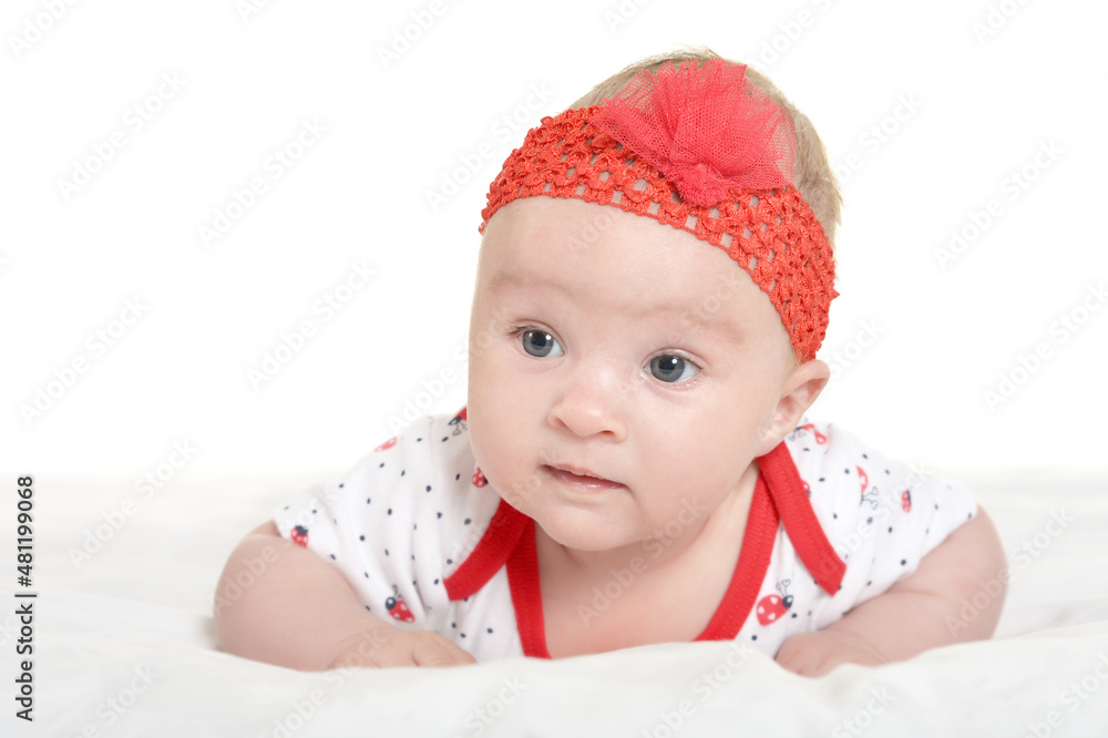 Portrait of cute baby girl on white background Portrait of cute baby girl on white background