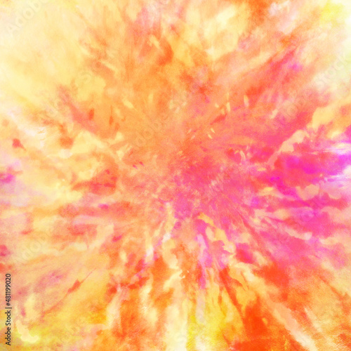 Colorful watercolor splash. Abstract background in boho style. Watercolor or ink pattern like tie dye fabric design.  