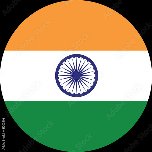 India flag in circle shape isolated  on png or transparent  background,Symbol of India , template for banner,card,advertising, magazine, and business matching country poster, vector