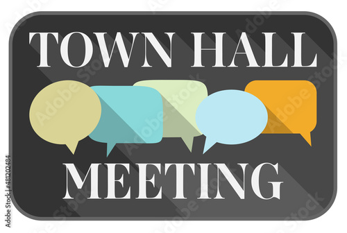 Canvastavla town hall meeting sign or sticker with speech bubbles, vector illustration