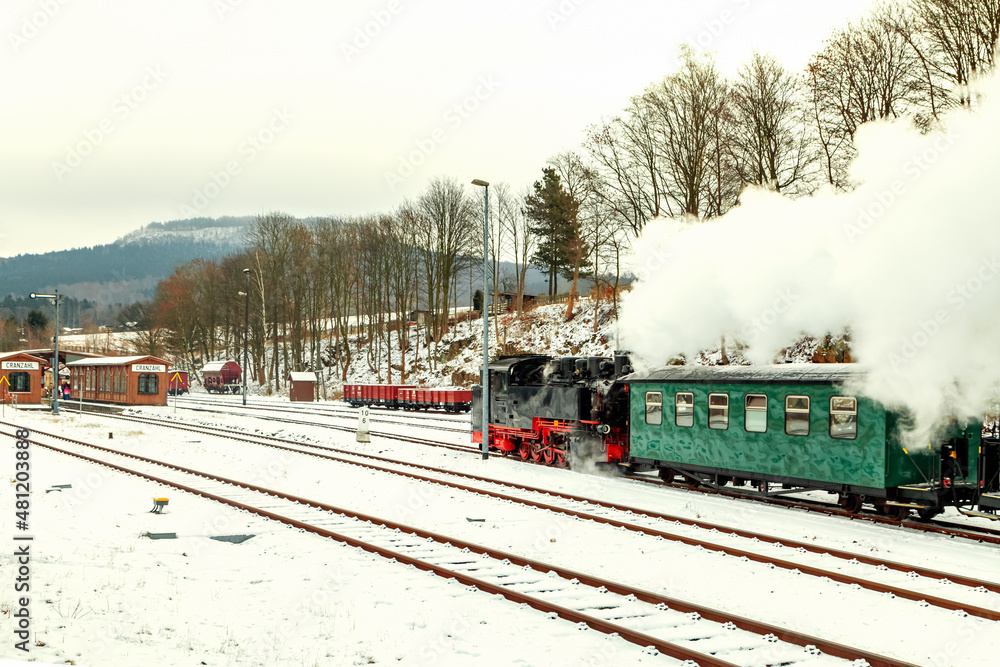 Obraz premium Fichtelbergbahn, Oberwiesenthal Cranzahl, Deutschland