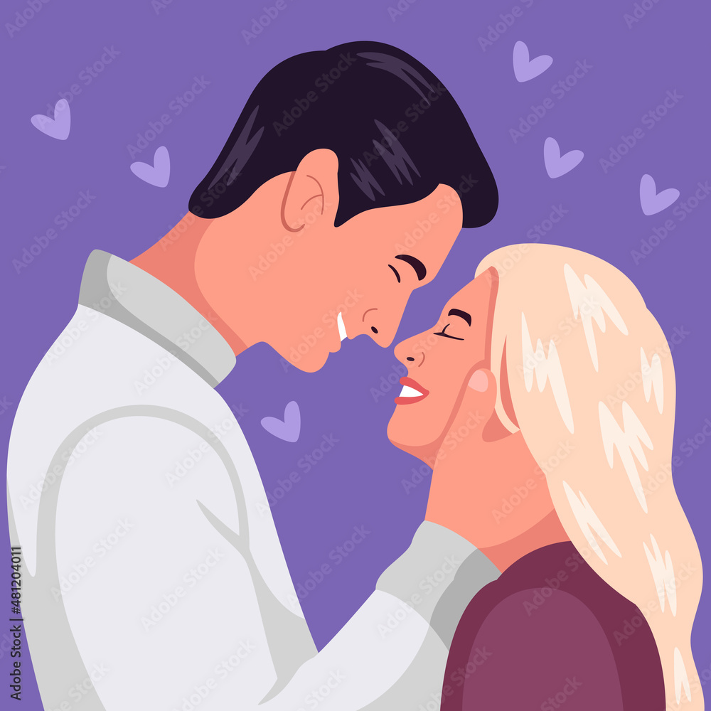 Obraz premium Couple with happiness expression. Romance icon concept isolated premium vector