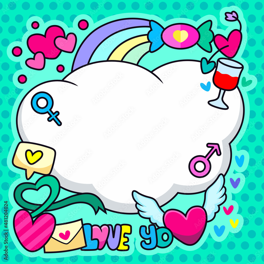 Obraz premium Illustration of bubble sign love vector. Symbol icon concept isolated premium vector