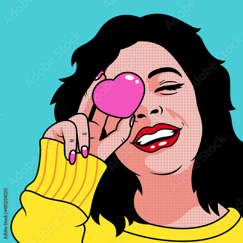 Cute woman with love vector. Symbol icon concept isolated premium vector
