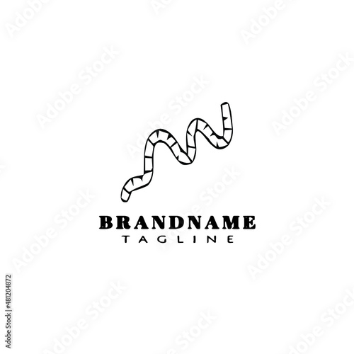 earthworm cartoon logo template icon design black isolated vector illustration