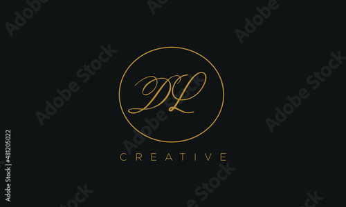 DL is a stylish logo with a creative design and golden color.