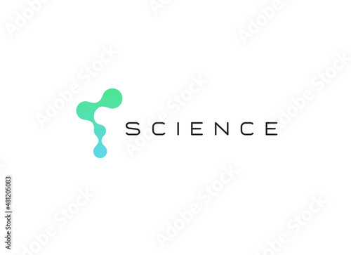 Abstract science logo, connected dots shape, logotype template for chemistry, medicine, bio laboratory. Technology and research innovation vector isolated symbol