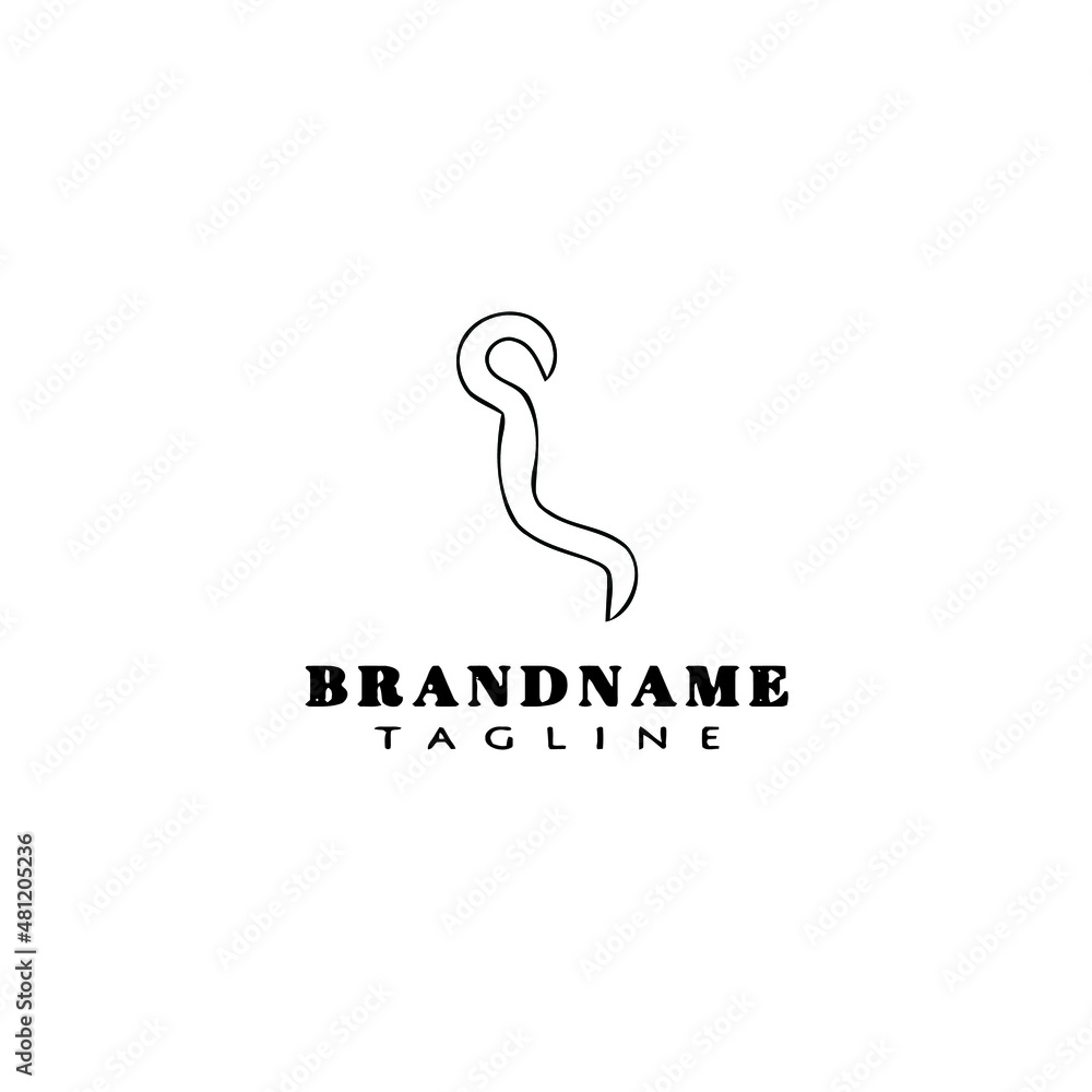 Fototapeta premium earthworm cartoon logo template icon design black isolated vector illustration