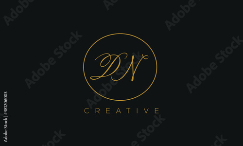 DN is a stylish logo with a creative design and golden color.