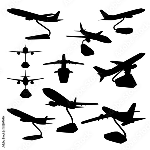 Set of Commercial Airplane Miniature Silhouettes