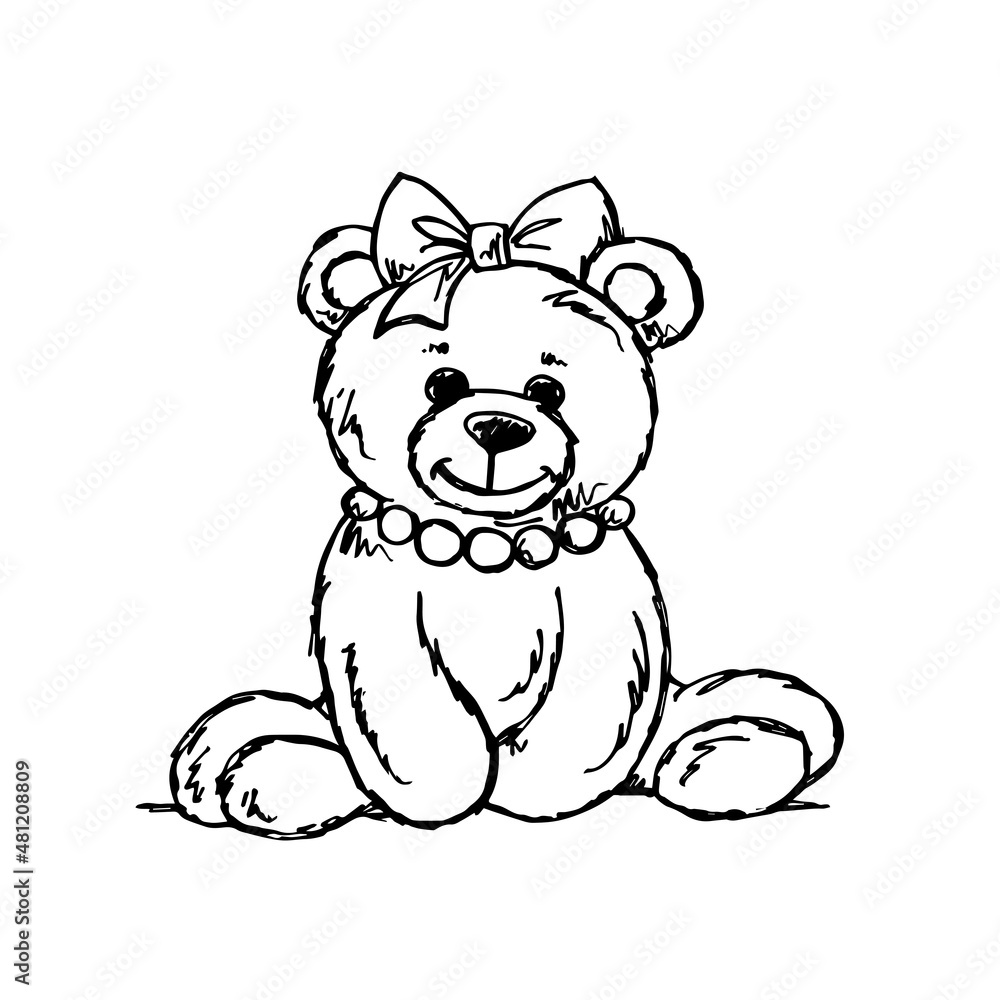 Naklejka premium Teddy female bear 1 - cute peluche