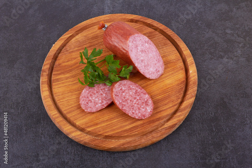 Sausage on a whine background photo